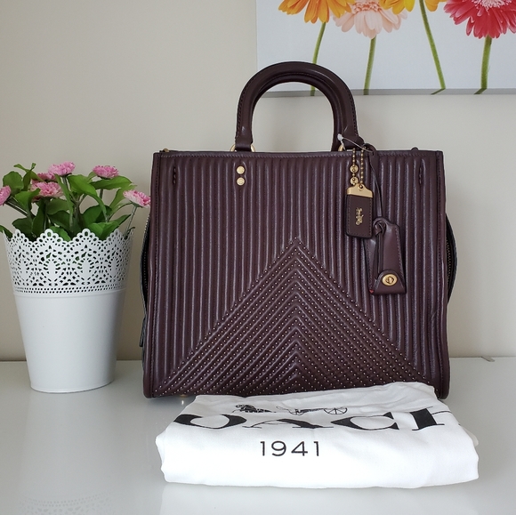 Coach Handbags - Coach Rogue with Quilting and Rivets in Oxblood